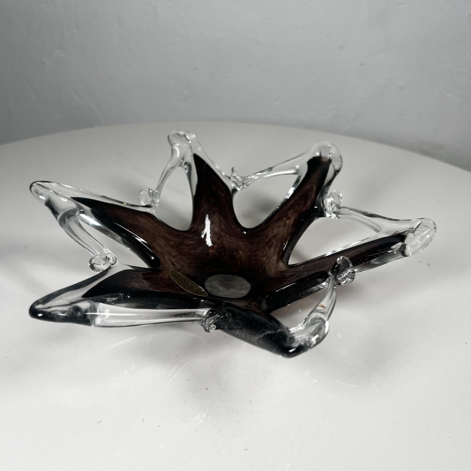 Mid-Century Modern 1960s Sommerso Murano Art Glass Sculptural Starfish Bowl Italy