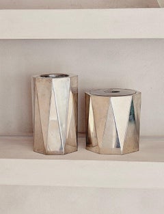 1960s Sordini Silver-Plated Geometric Wine Cooler and Ice Bucket