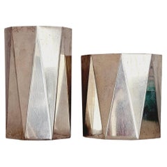 1960s Sordini Silver-Plated Geometric Wine Cooler and Ice Bucket