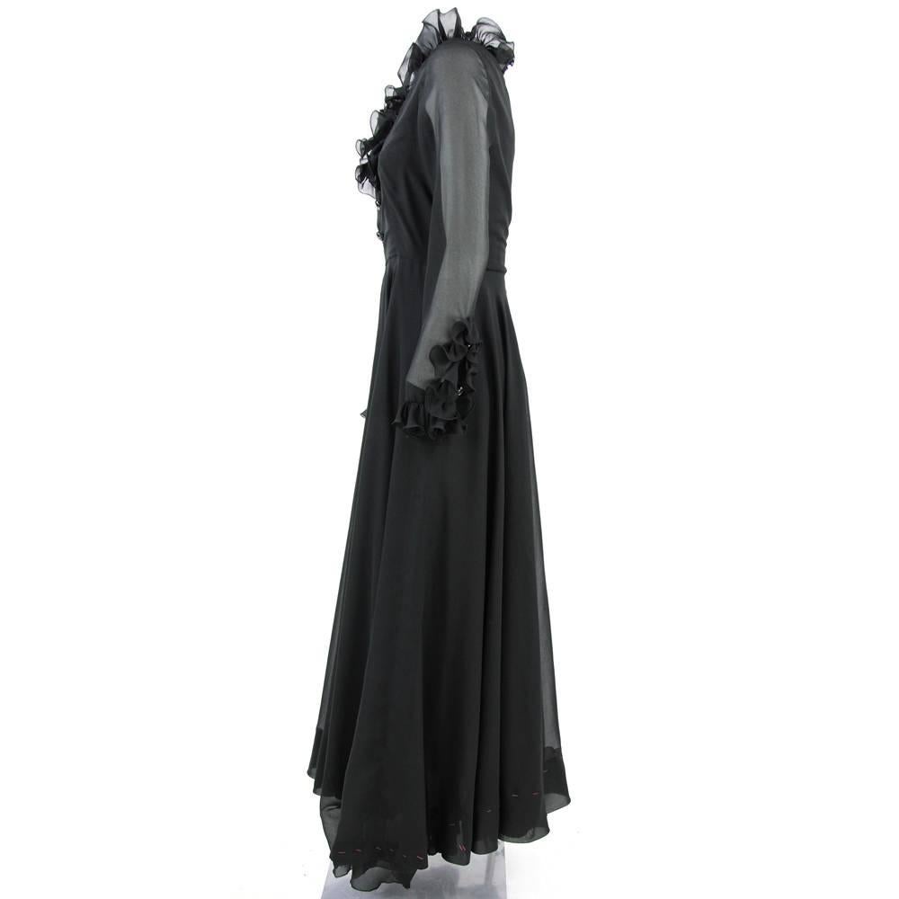 1960s Sorelle Fontana Black High-Fashion Silk Long Dress In Good Condition In Lugo (RA), IT