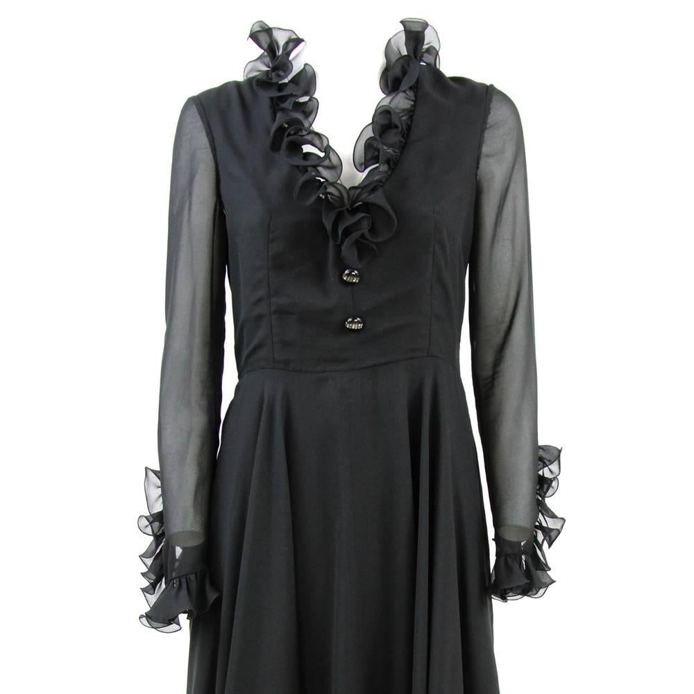 Women's 1960s Sorelle Fontana Black High-Fashion Silk Long Dress