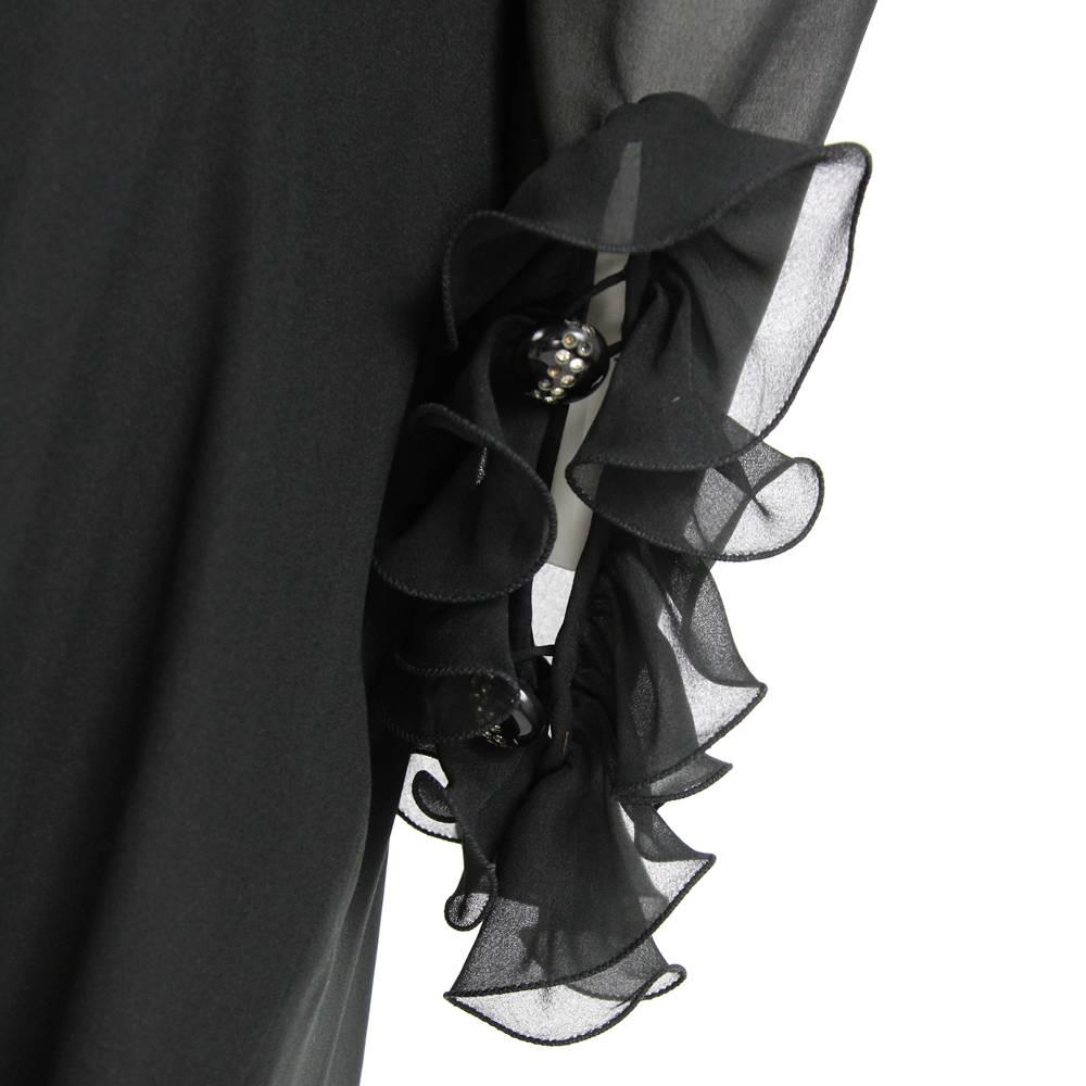 1960s Sorelle Fontana Black High-Fashion Silk Long Dress 1