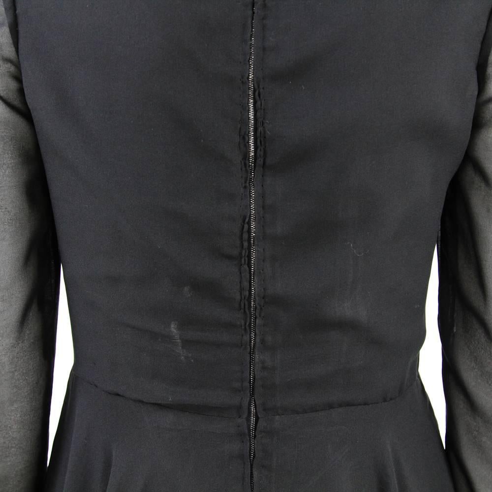 1960s Sorelle Fontana Black High-Fashion Silk Long Dress 3