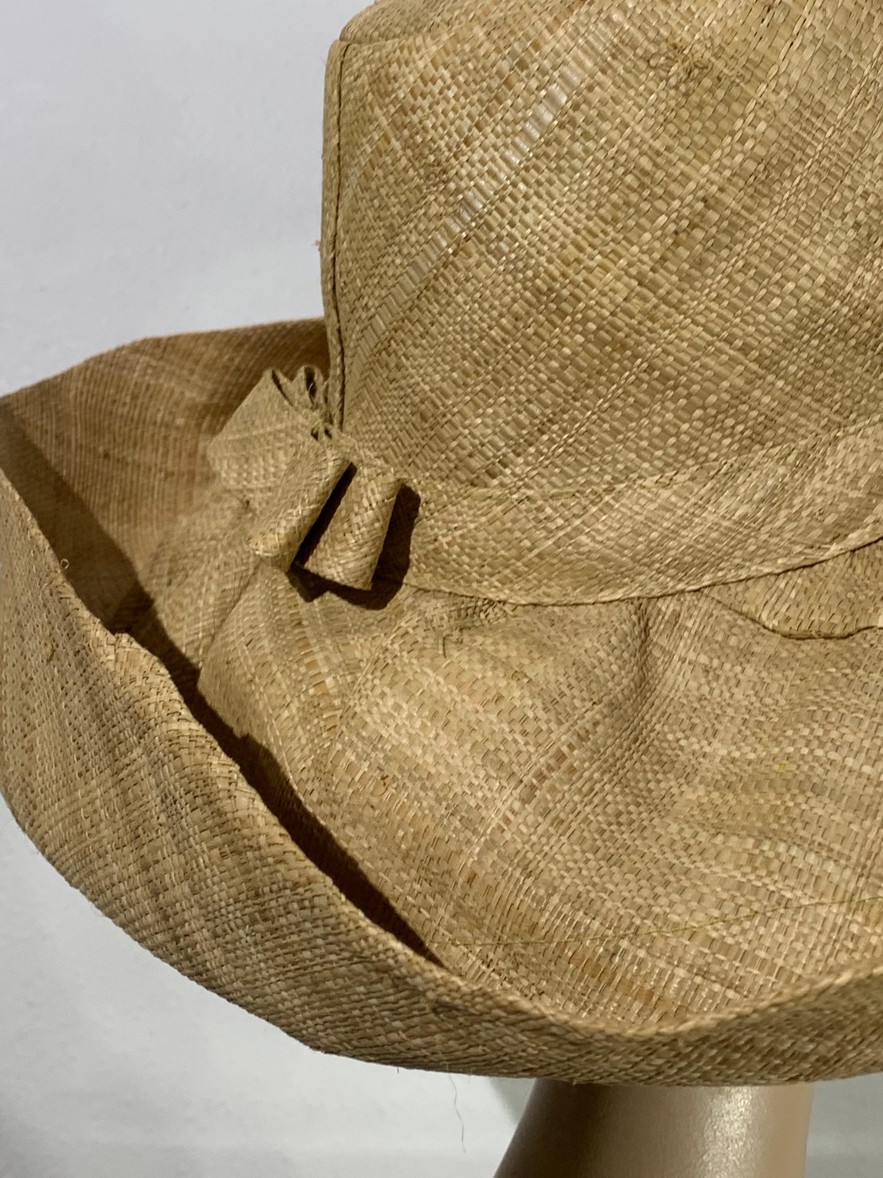 1960s Souvenir Embroidered Raffia Bucket Bag w/ Coordinating Straw Sun Hat 12
