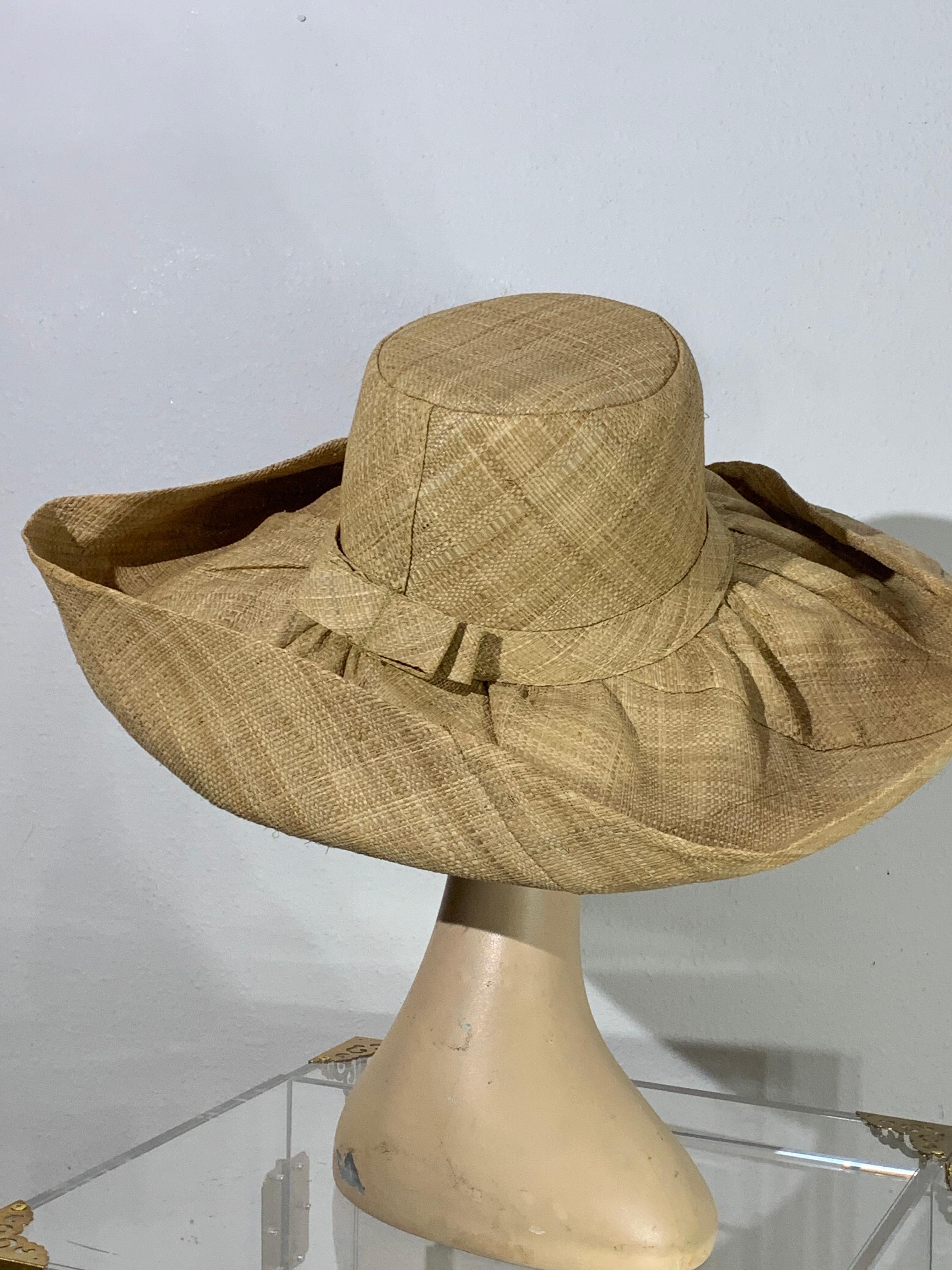 1960s Souvenir Embroidered Raffia Bucket Bag w/ Coordinating Straw Sun Hat 13