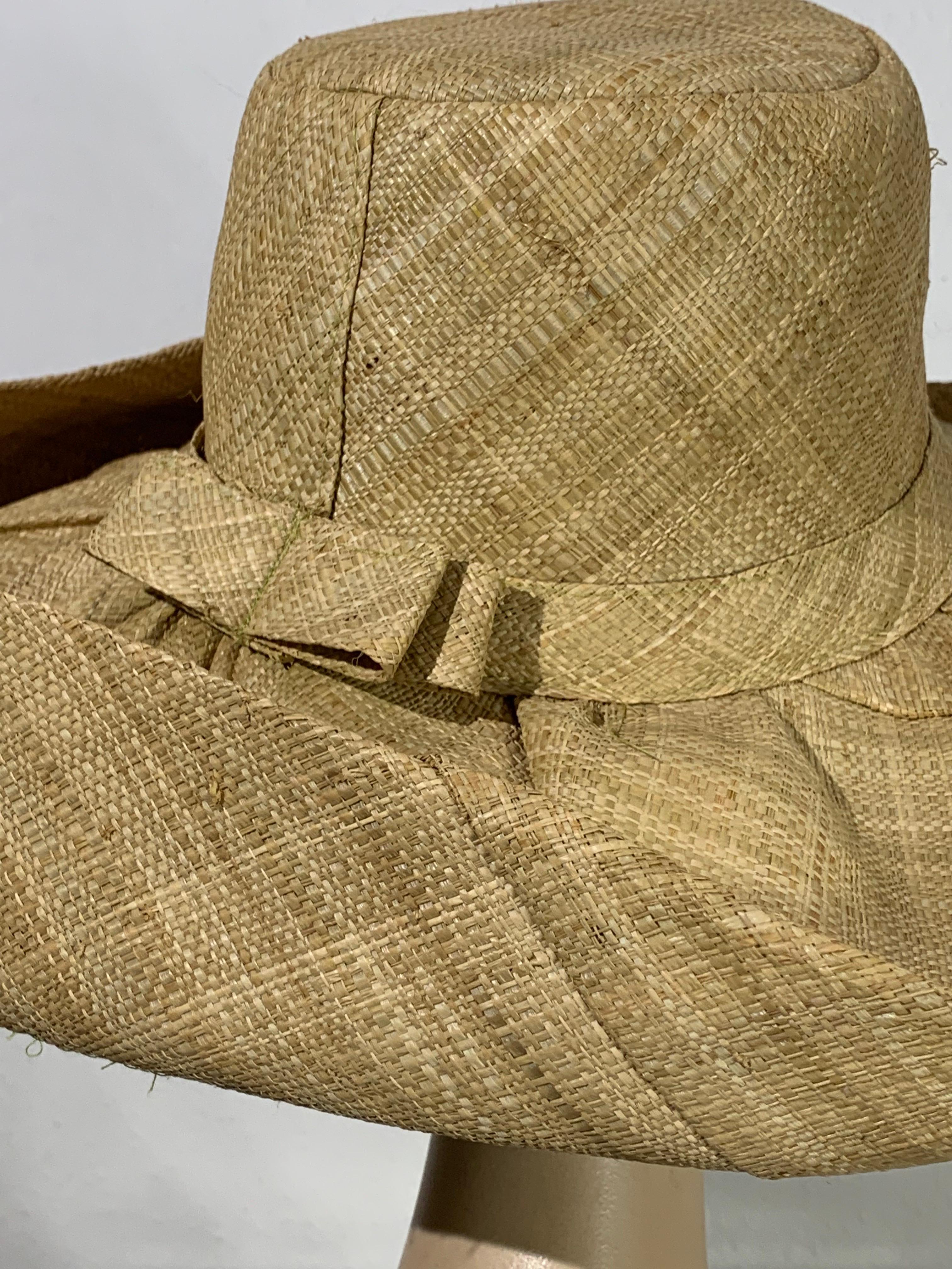 1960s Souvenir Embroidered Raffia Bucket Bag w/ Coordinating Straw Sun Hat 14
