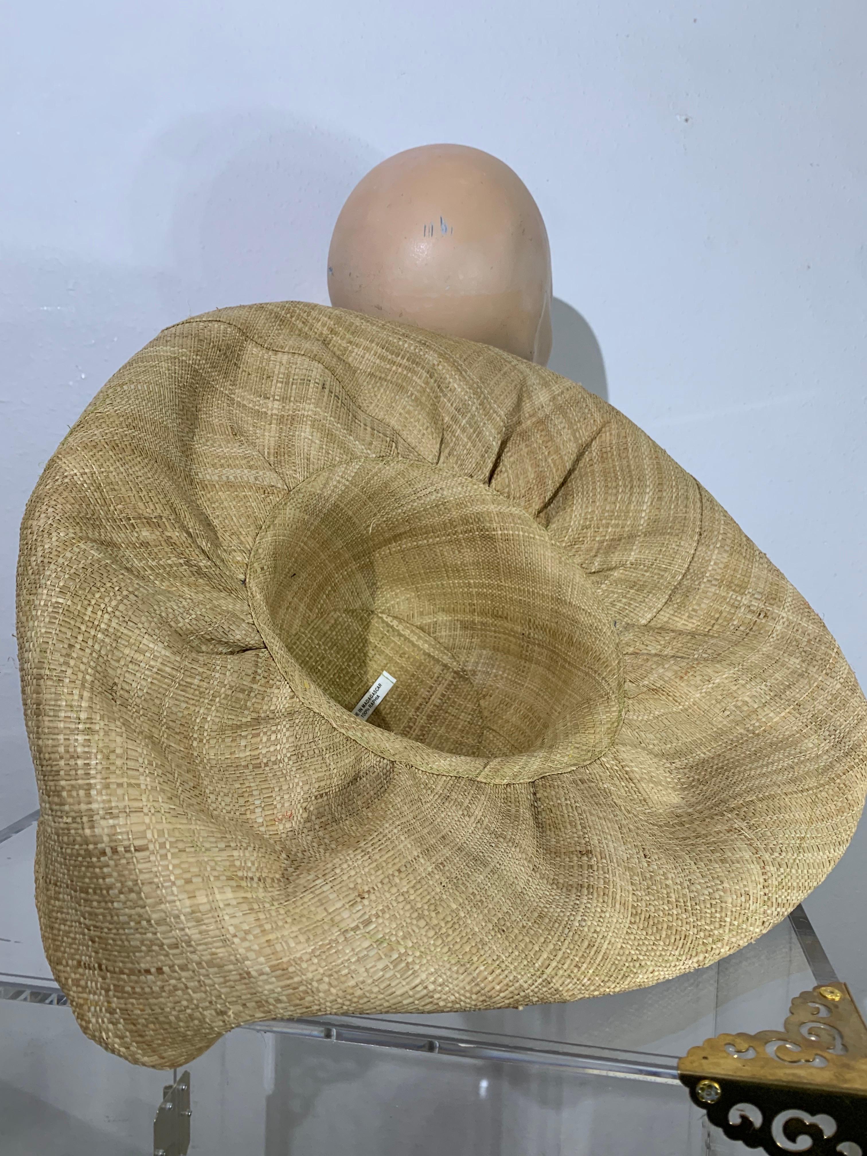 1960s Souvenir Embroidered Raffia Bucket Bag w/ Coordinating Straw Sun Hat 15