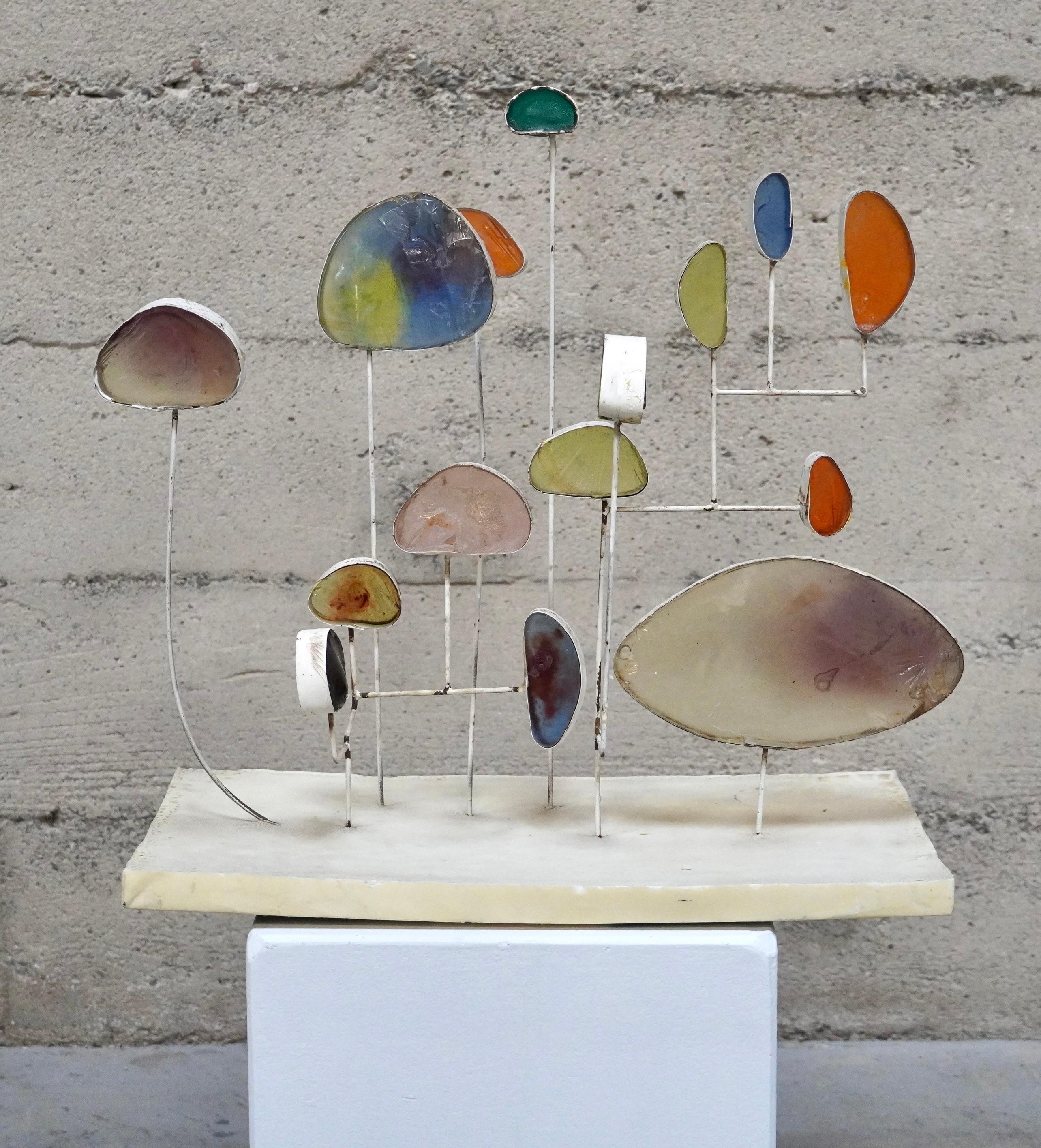 American 1960s Space Age Abstract Sculpture in Resin and Metal For Sale