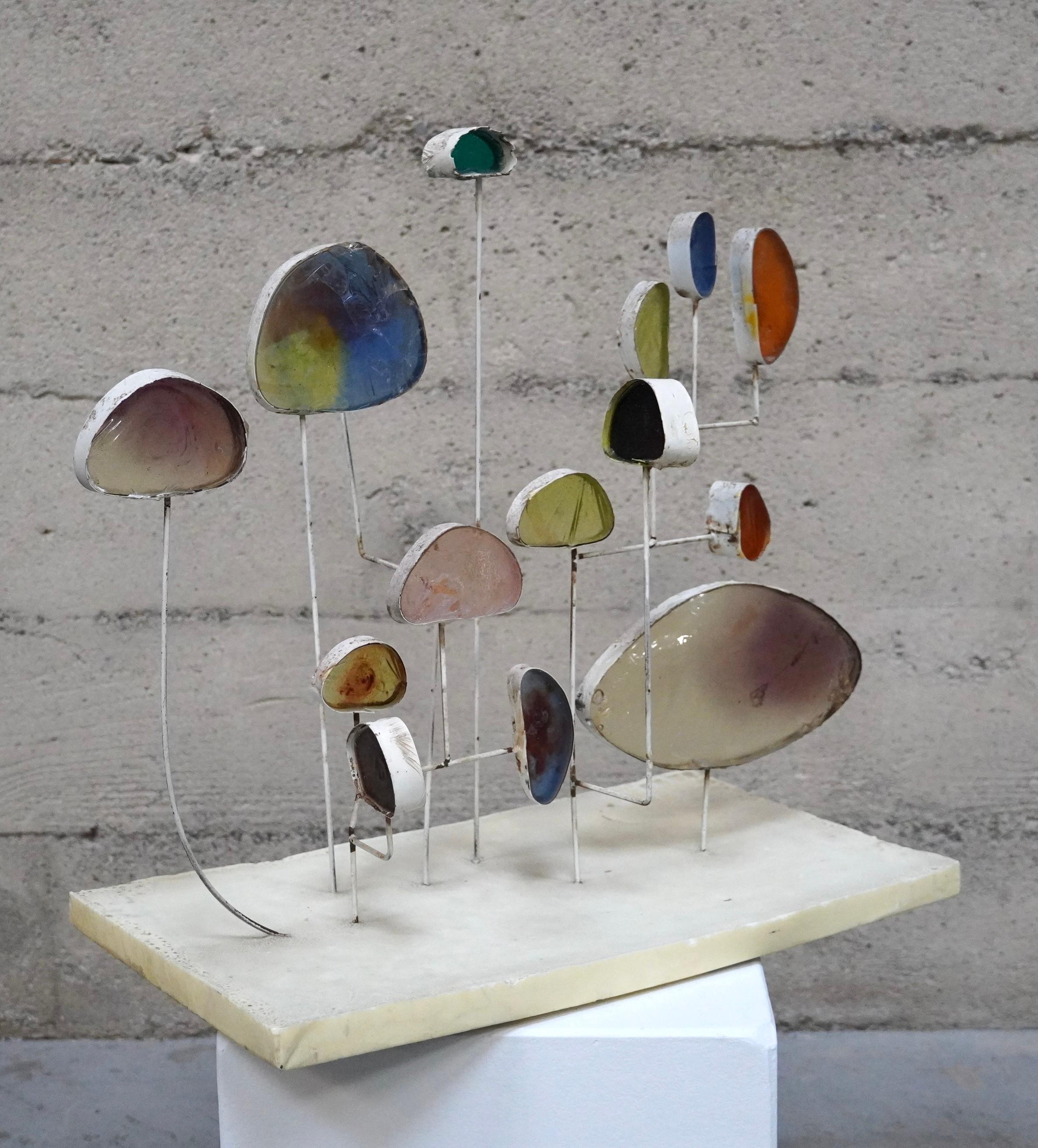1960s Space Age Abstract Sculpture in Resin and Metal In Good Condition For Sale In Oakland, CA