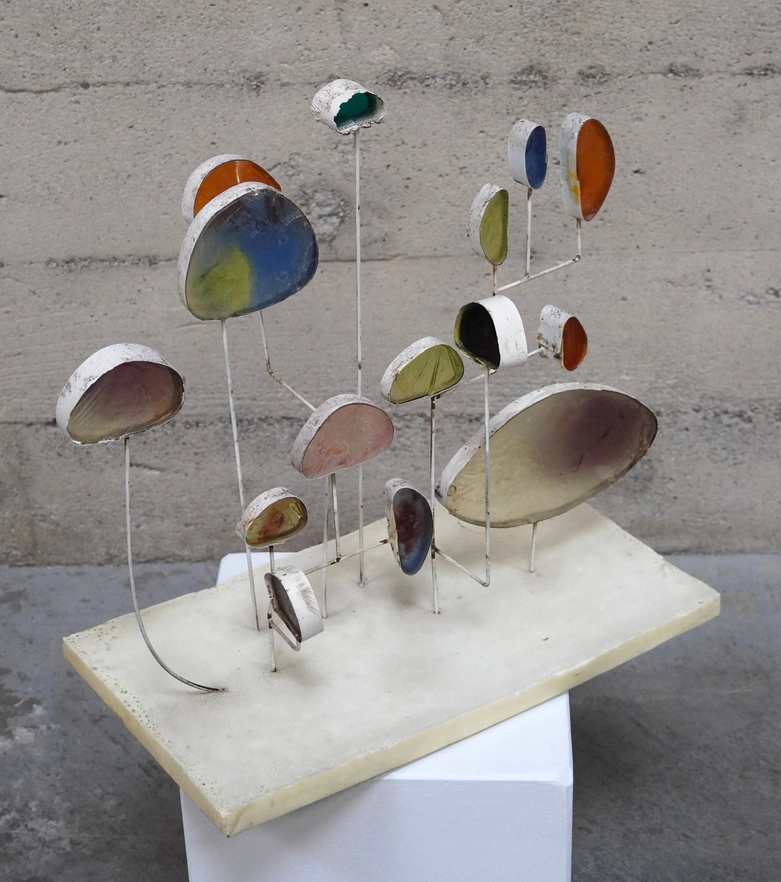 Mid-20th Century 1960s Space Age Abstract Sculpture in Resin and Metal For Sale