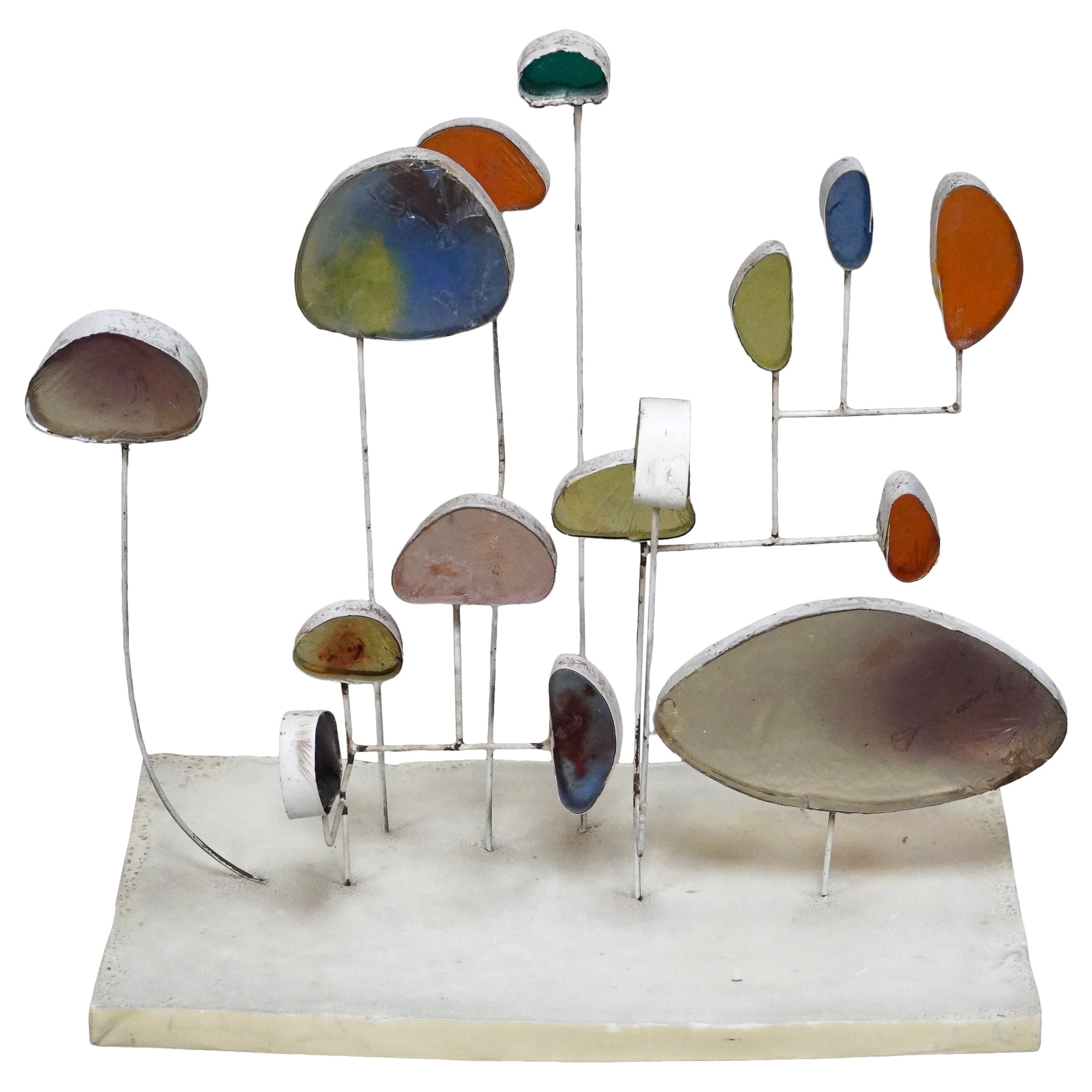 1960s Space Age Abstract Sculpture in Resin and Metal For Sale