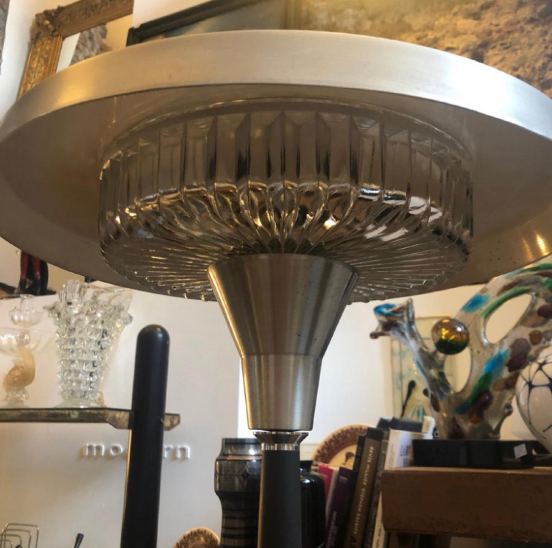 1960s Space Age Black and Grey Italian Table Lamp For Sale 2