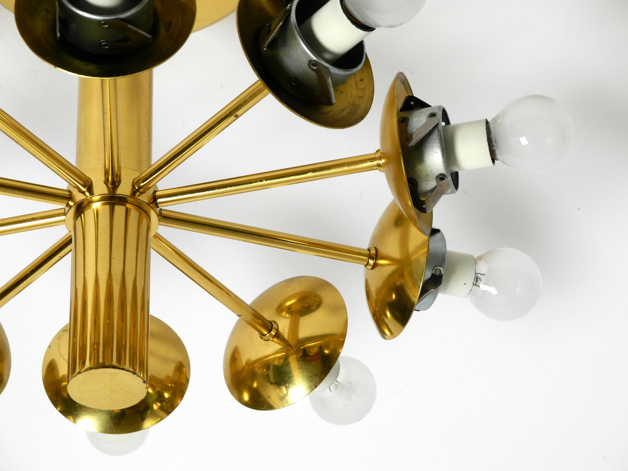1960s Space Age brass ceiling lamp with 10 glass balls by Kaiser Leuchten For Sale 3