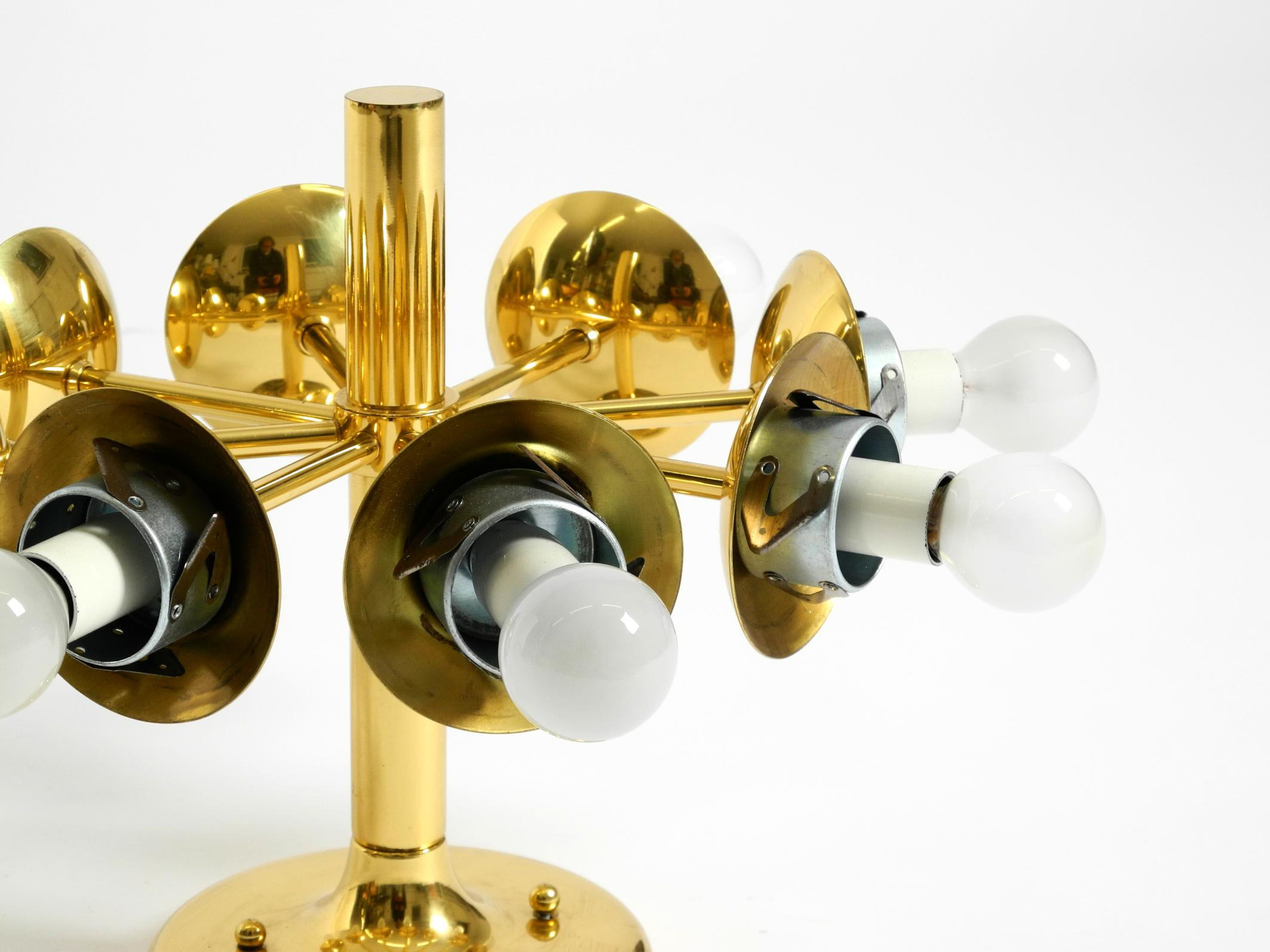 1960s Space Age brass ceiling lamp with 8 glass balls by Kaiser Leuchten in vendita 7