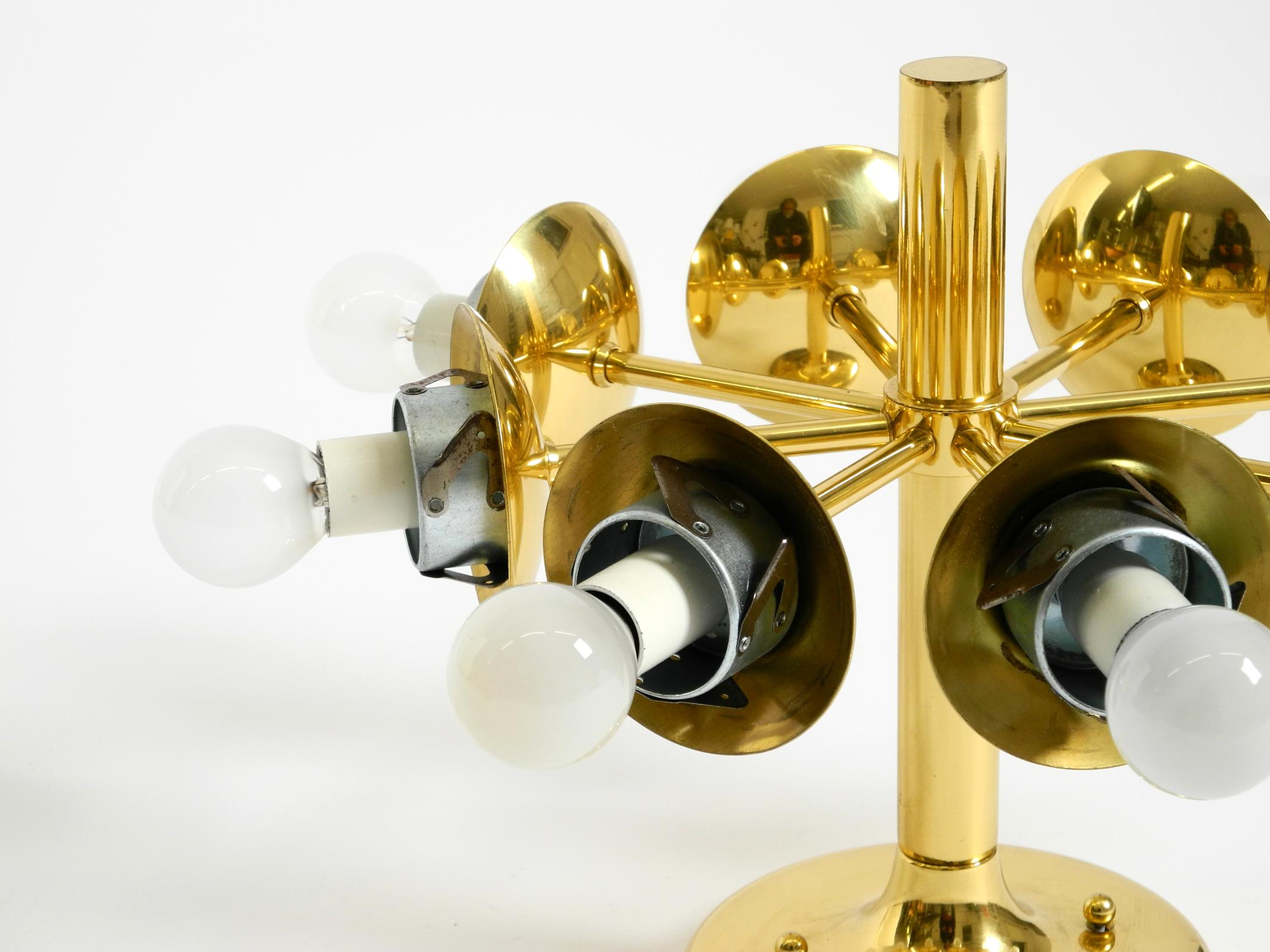 1960s Space Age brass ceiling lamp with 8 glass balls by Kaiser Leuchten in vendita 8