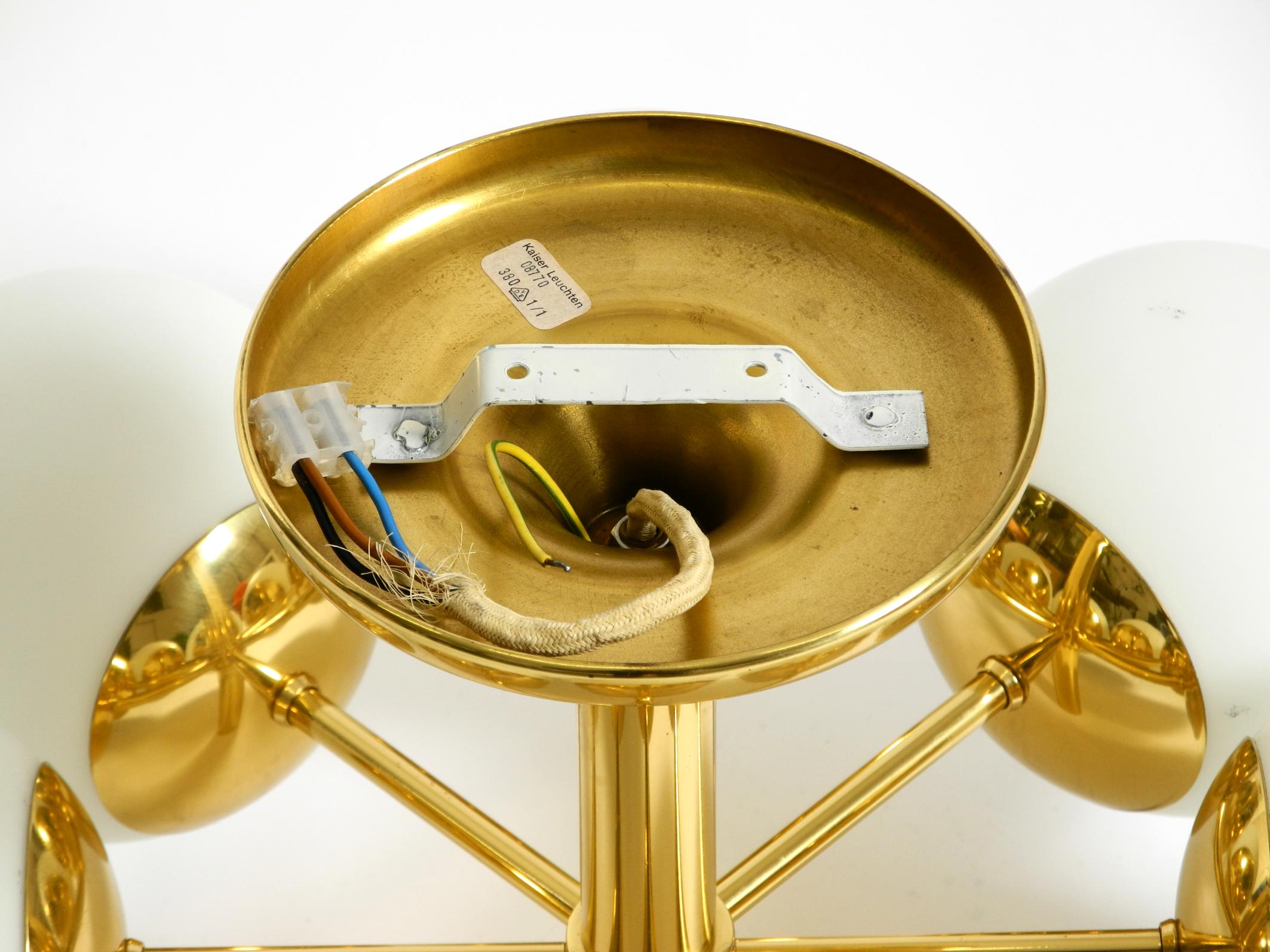 1960s Space Age brass ceiling lamp with 8 glass balls by Kaiser Leuchten in vendita 10