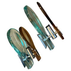 1960s Space Age Brown and Green Heavy Glass Wall Sconces by Veca