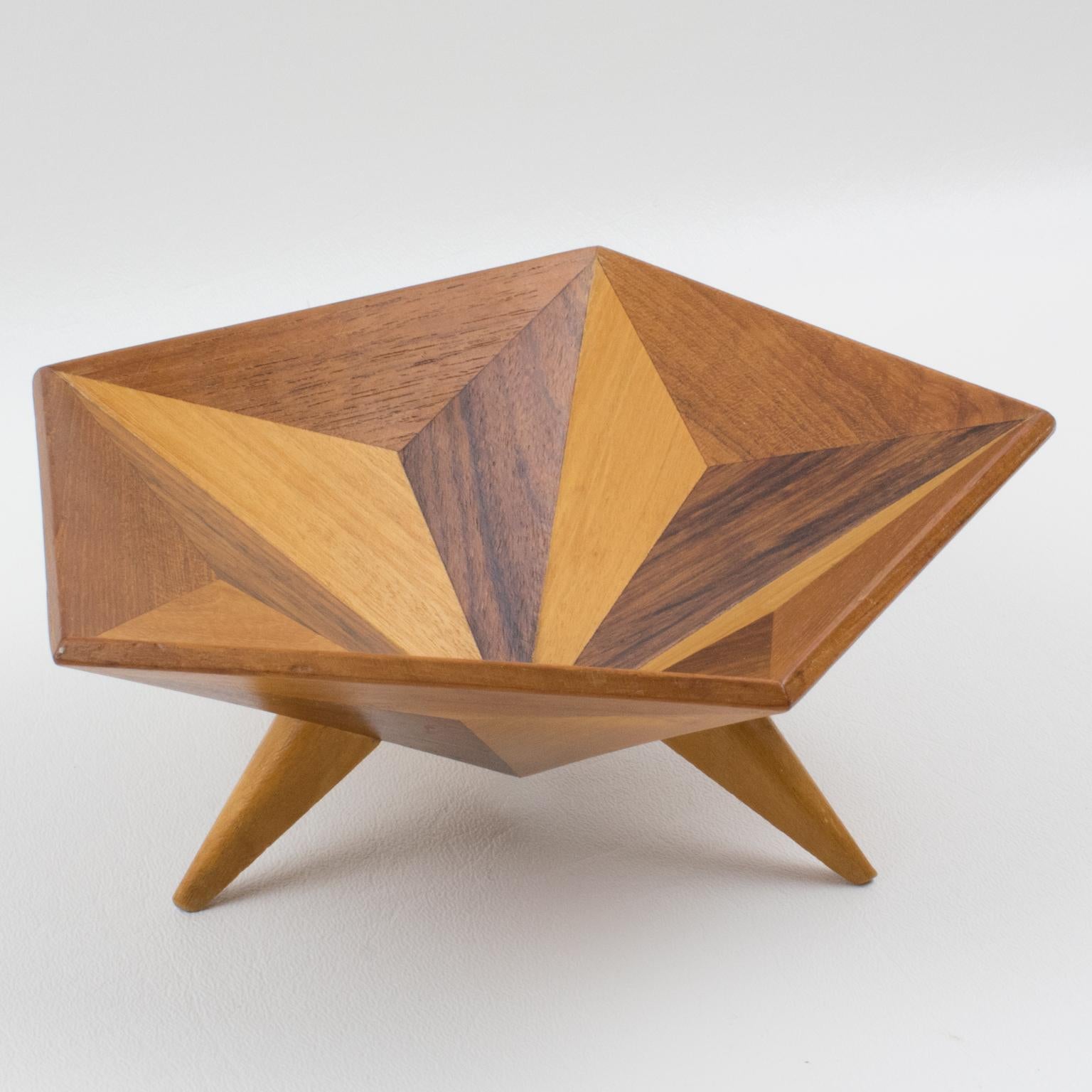 1960s Space Age Danish Wood Bowl Centerpiece Catchall 6