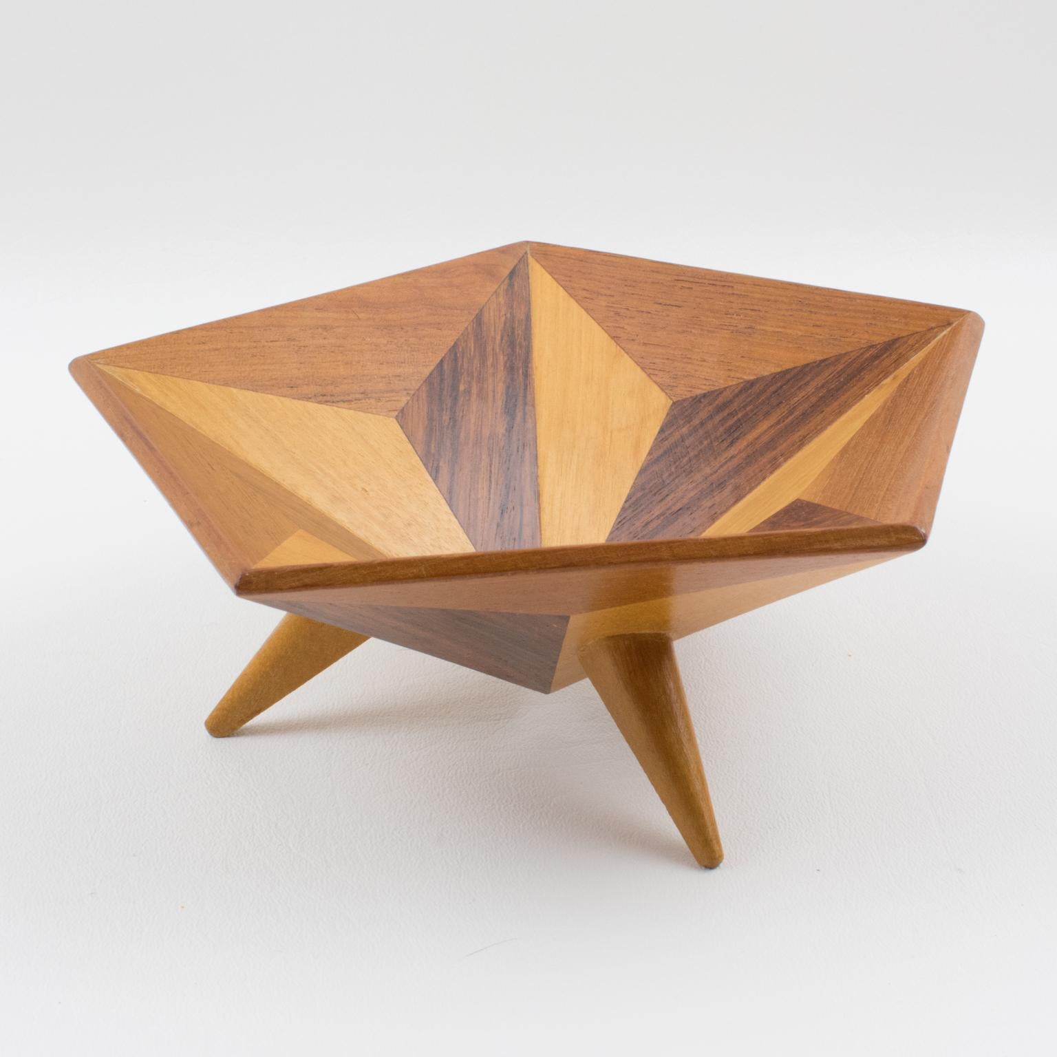 1960s Space Age Danish Wood Bowl Centerpiece Catchall In Excellent Condition In Atlanta, GA