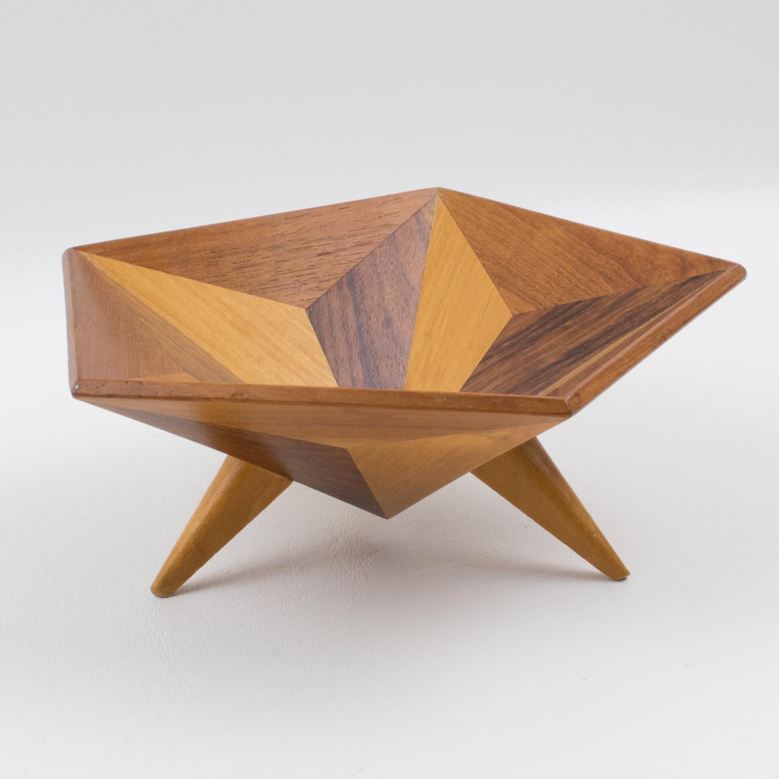 1960s Space Age Danish Wood Bowl Centerpiece Catchall 4