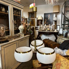 1960s Space Age Gilded Metal and White Plastic Chandelier by Stilux Milano