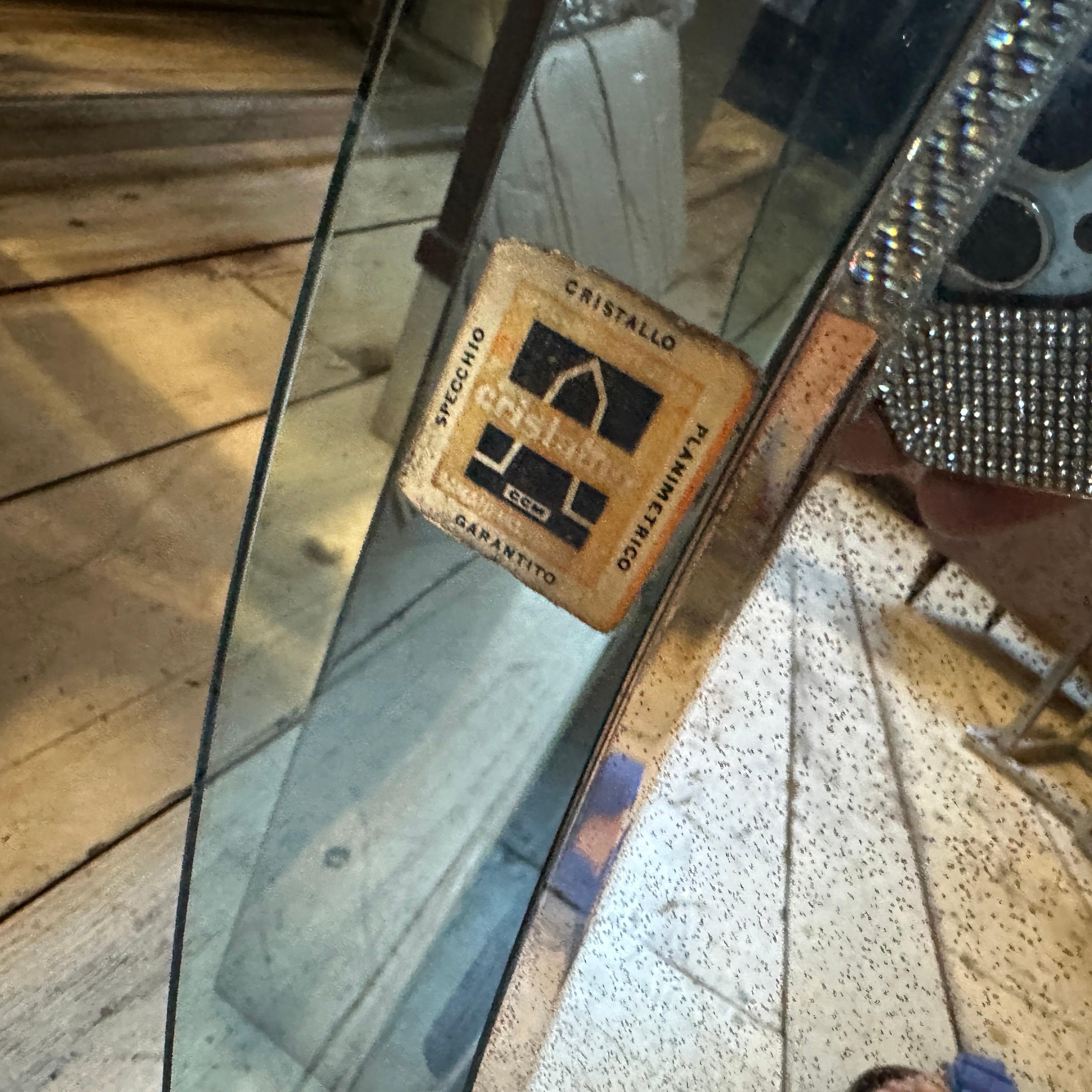 1960s Space Age Gray and Clear Glass Italian Wall Mirror by Veca For Sale 6