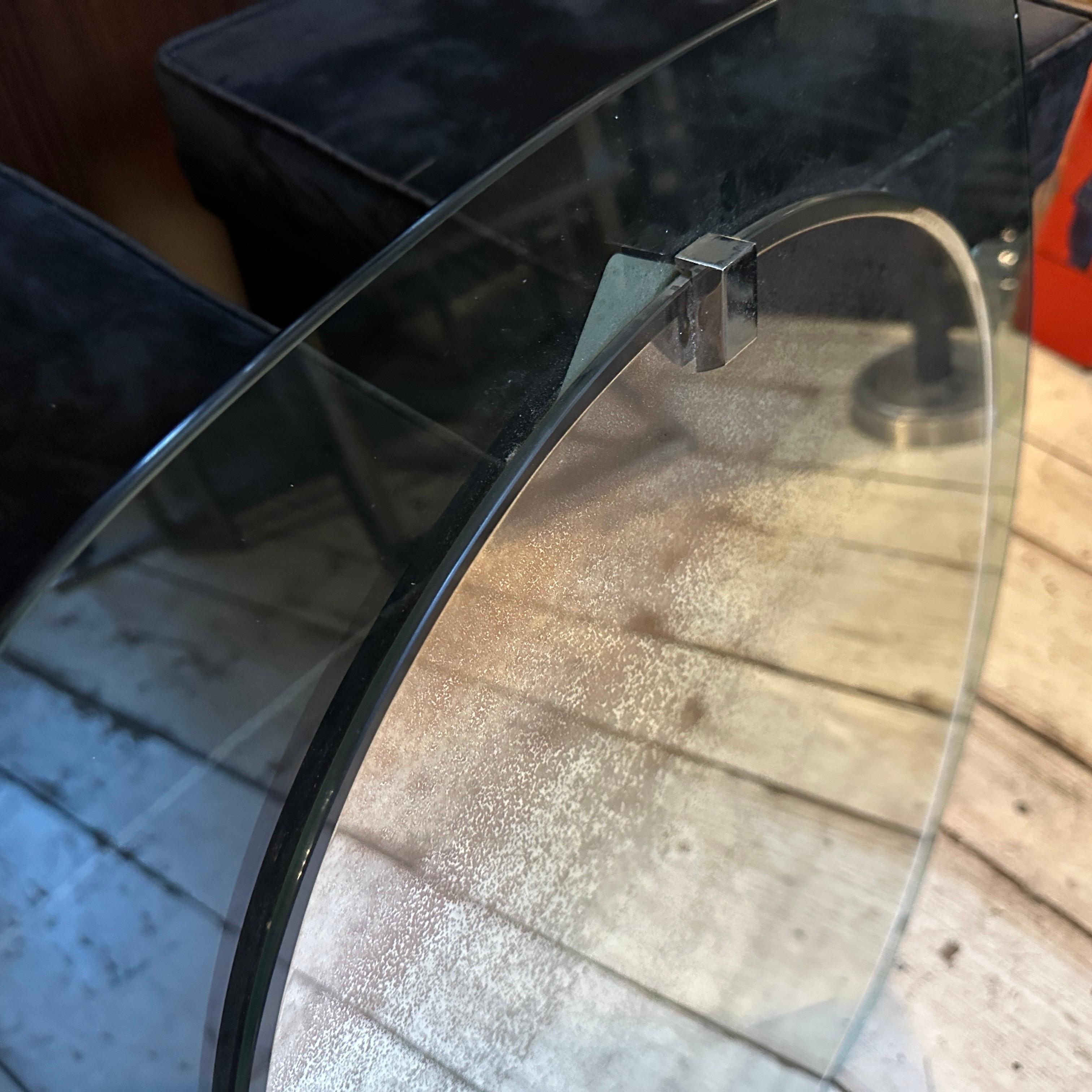 Mid-Century Modern 1960s Space Age Gray and Clear Glass Italian Wall Mirror by Veca For Sale