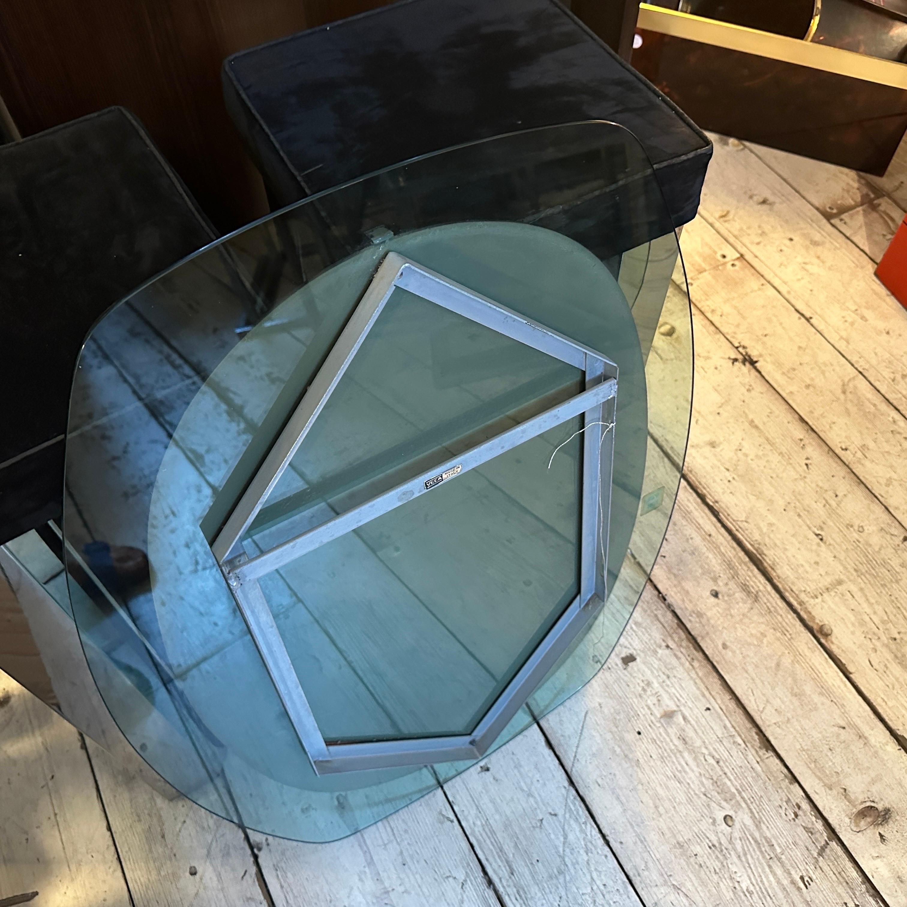 1960s Space Age Gray and Clear Glass Italian Wall Mirror by Veca For Sale 2