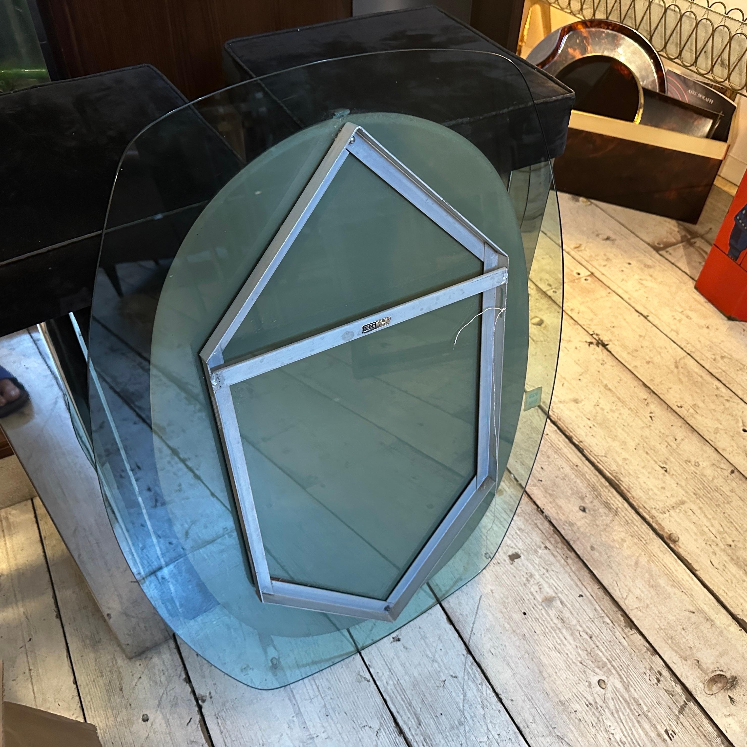1960s Space Age Gray and Clear Glass Italian Wall Mirror by Veca For Sale 4
