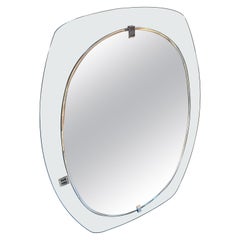 1960er Space Age Italienischer Wandspiegel aus grauem und klarem Glas von Veca