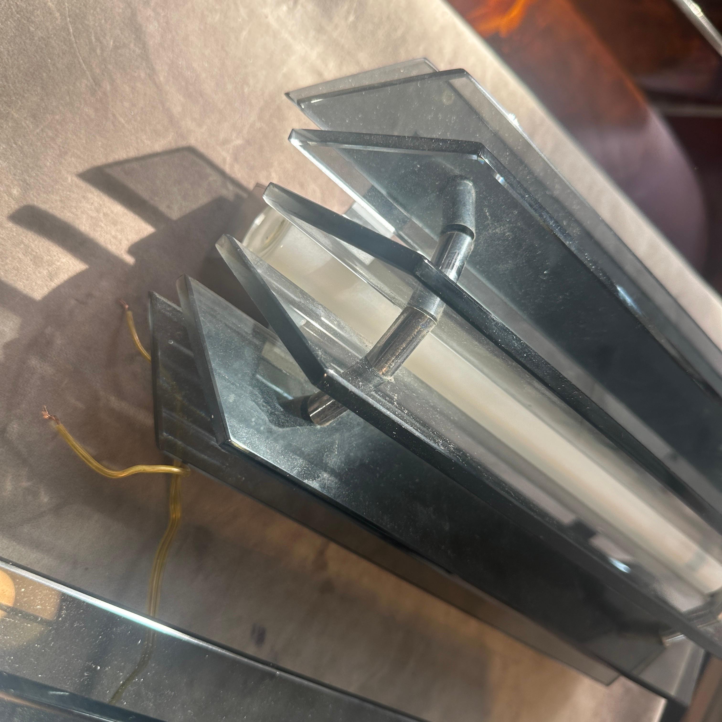 Applique da parete in vetro e acciaio grigio A Space Age degli anni '60 di Veca in vendita 5