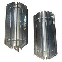 1960s Space Age Gray Glass and Steel Wall Sconces by Veca