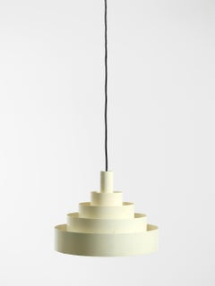 1960s Space Age heavy solid slatted metal pendant lamp