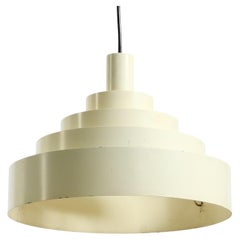 1960s Space Age heavy solid slatted metal pendant lamp