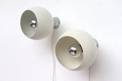 Pair of 1960s Space Age Ivory Enameled Metal Eyeball Globe Wall/Ceiling Lights