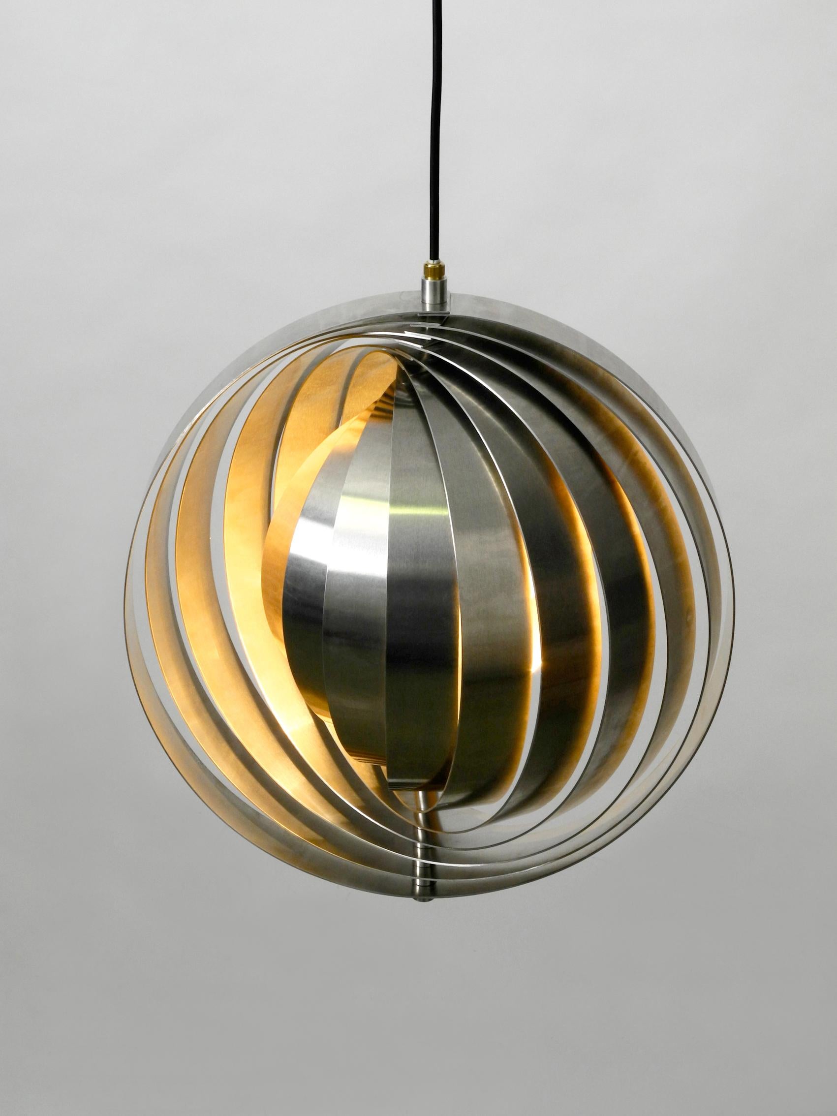 European 1960s Space Age Moon Lamp Made of Brushed Stainless Steel Solid Construction