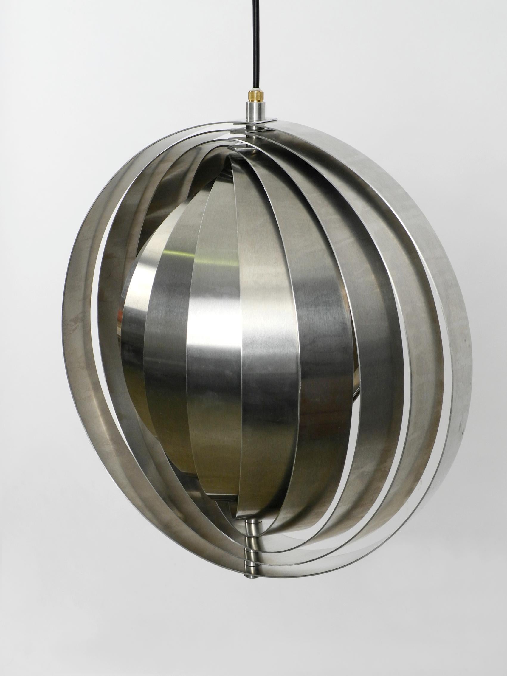 1960s Space Age Moon Lamp Made of Brushed Stainless Steel Solid Construction 1