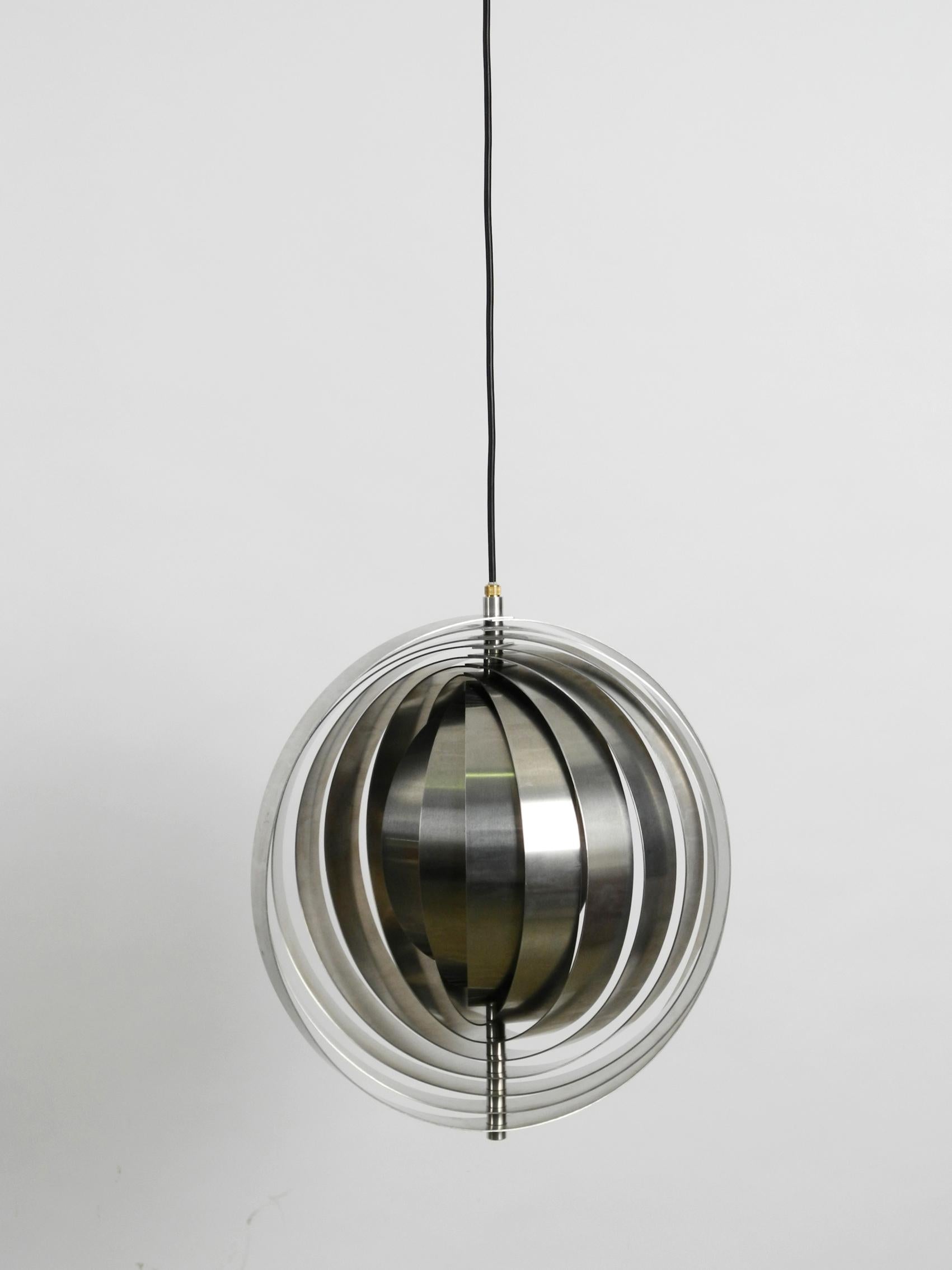 1960s Space Age Moon Lamp Made of Brushed Stainless Steel Solid Construction 2