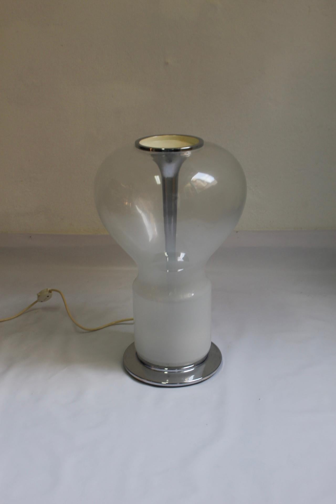 Metal Midcentury Murano Glass Space Age Table Lamp in the style of Angelo Mangiarotti  For Sale
