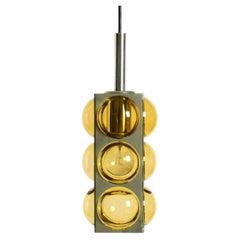 1960s Space Age pendant lamp by Temde made of glass and nickel-plated metal