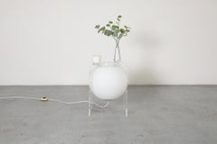 1960s Space Age Plexiglass and Milk Glass Globe Side Table Lamp
