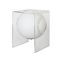 1960s Space Age Plexiglass and Milk Glass Globe Side Table Lamp
