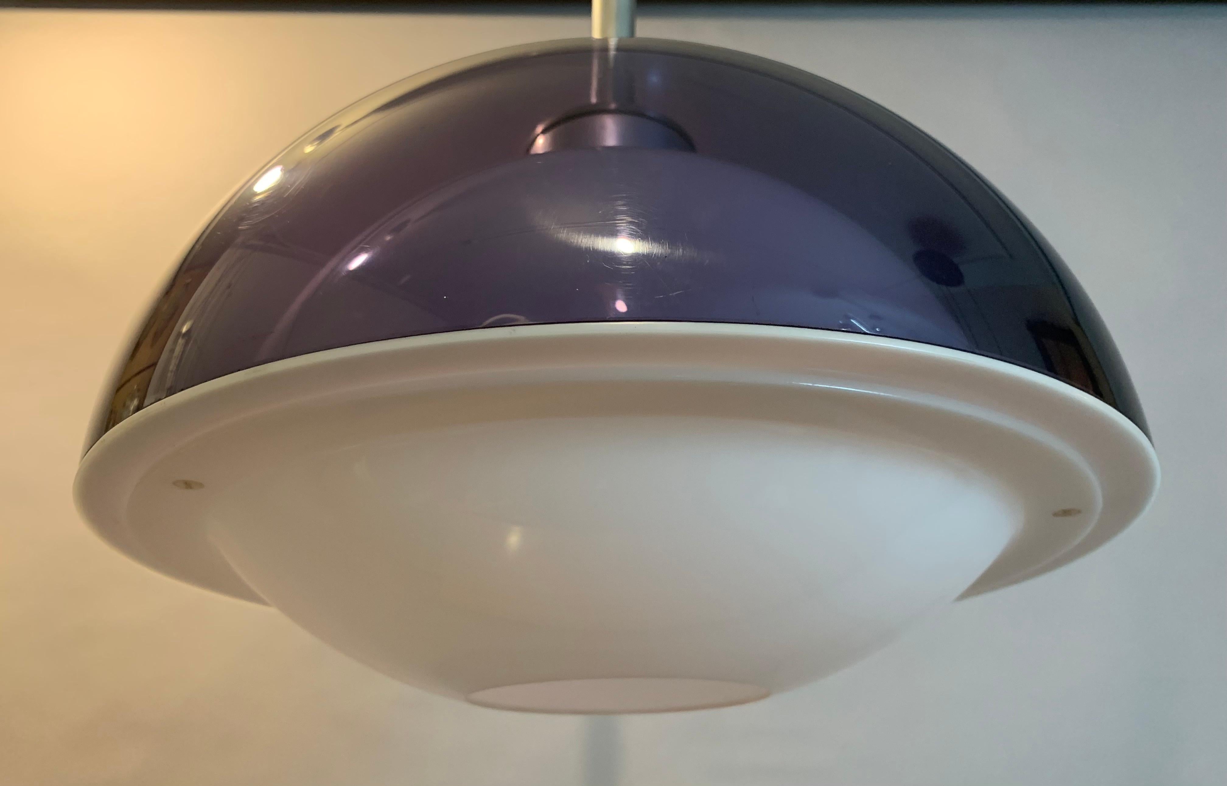20th Century 1960s Space Age Purple & White Robert Welch for Lumitron Hanging Pendant Light