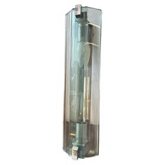 1960s Space Age Rectangular Glass and Chromed Metal Italian Wall Sconce by Veca