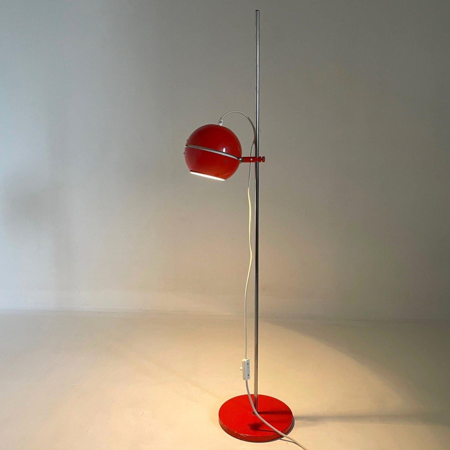 1960's, Space Age Red Floor Lamp, Germany In Good Condition For Sale In Praha, CZ
