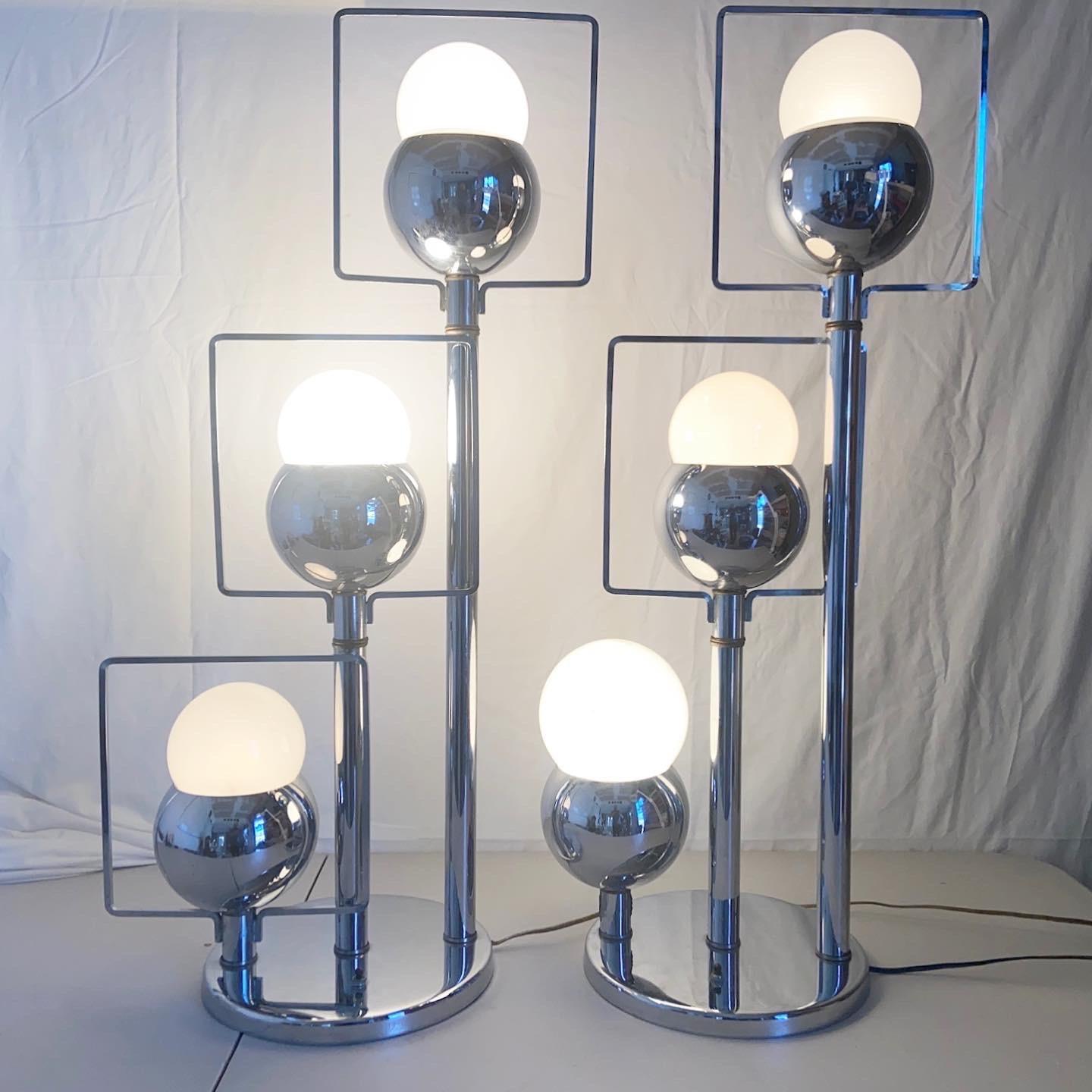 American 1960s Space Age Robert Sonneman Style Table Lamps - a Pair