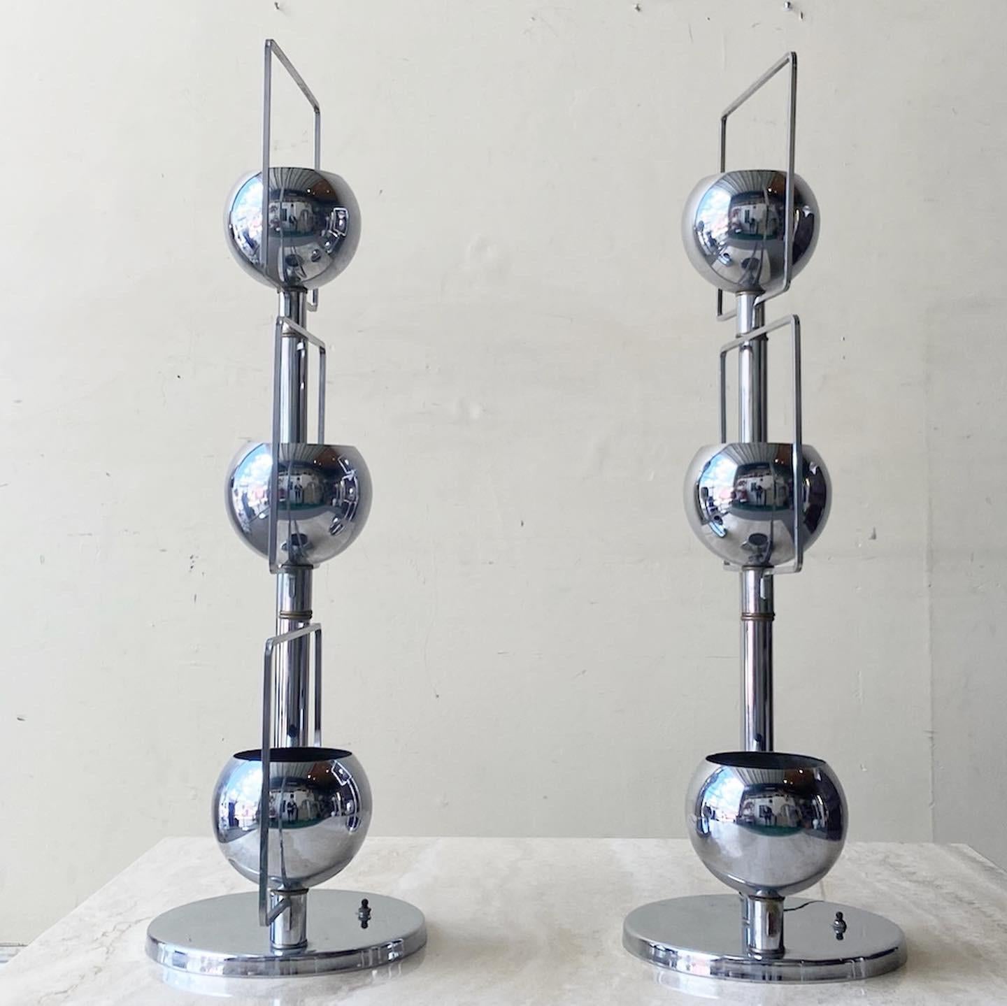 1960s Space Age Robert Sonneman Style Table Lamps - a Pair 1