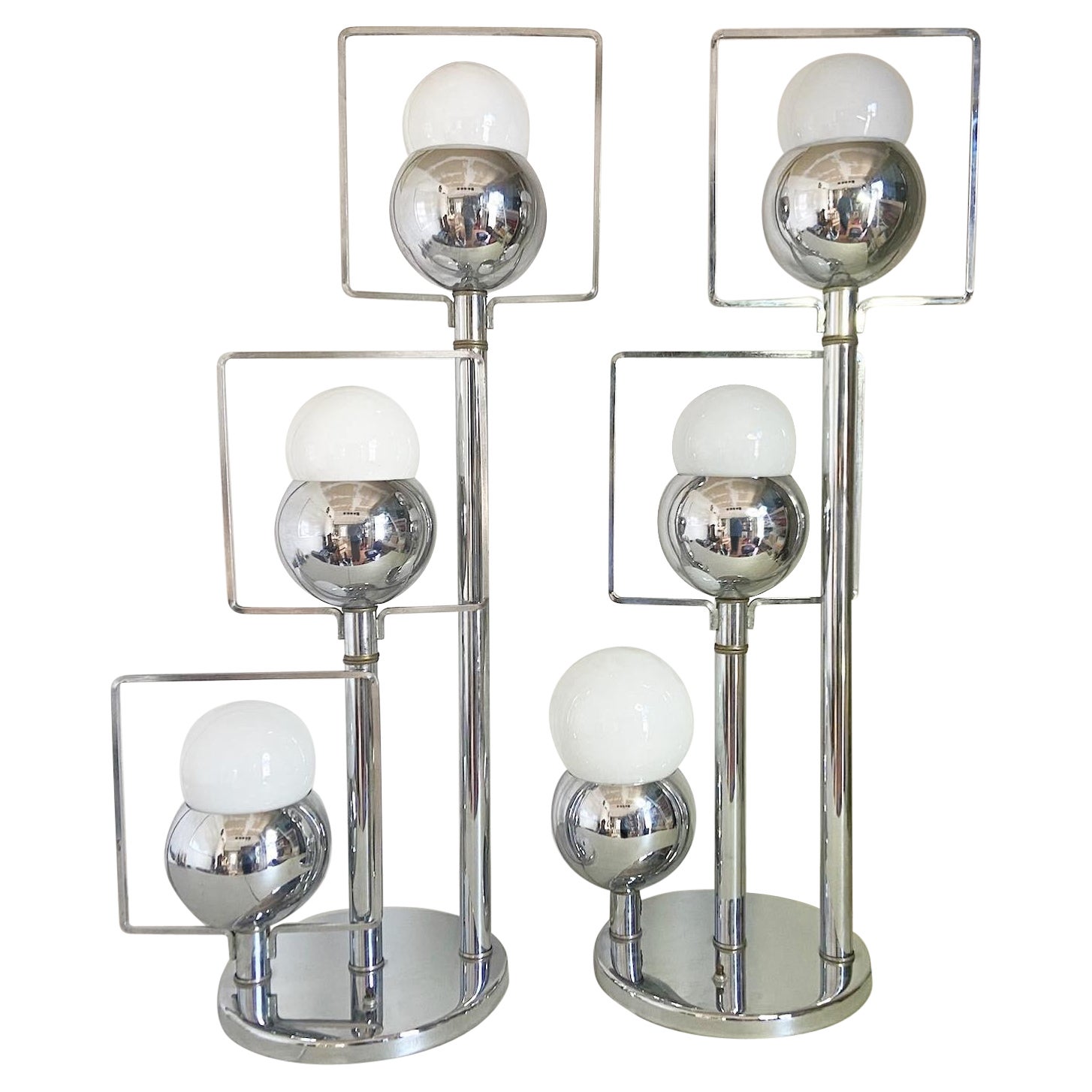 1960s Space Age Robert Sonneman Style Table Lamps - a Pair