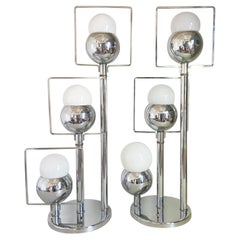 1960s Space Age Robert Sonneman Style Table Lamps - a Pair