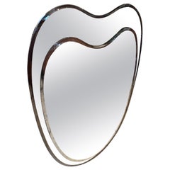 1960s Space Age Smoked Glass Italian Heart Shaped Wall Mirror by Cristal Arte